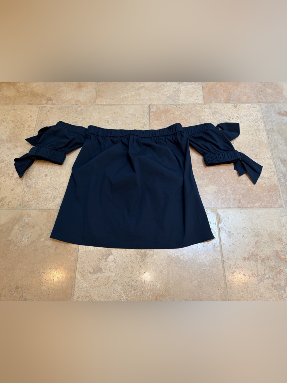 Milly  Off-the-Shoulder Navy Bow Sleeve Top by Bergdorf Goodman
